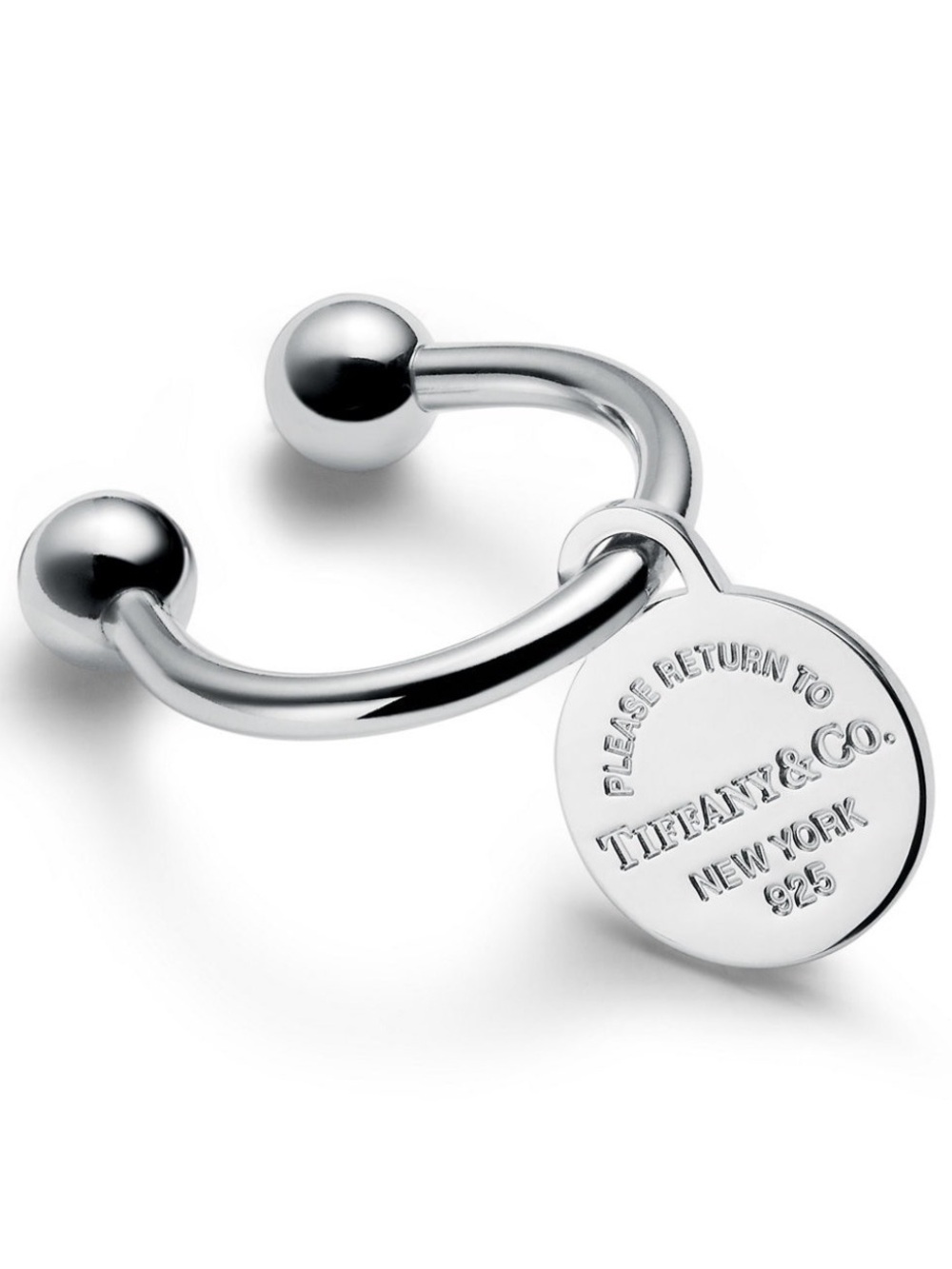 Tiffany & Co. Return to Tiffany Sterling Silver Round Tag Screwball Key Ring